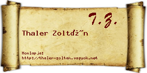 Thaler Zoltán névjegykártya